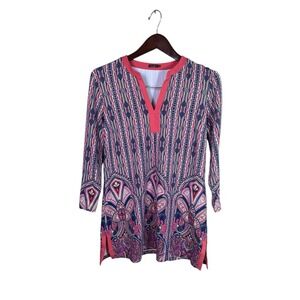 J. McLaughlin‎ Women's Size Medium Catalina Cloth 3/4 Sleeve Top Tunic